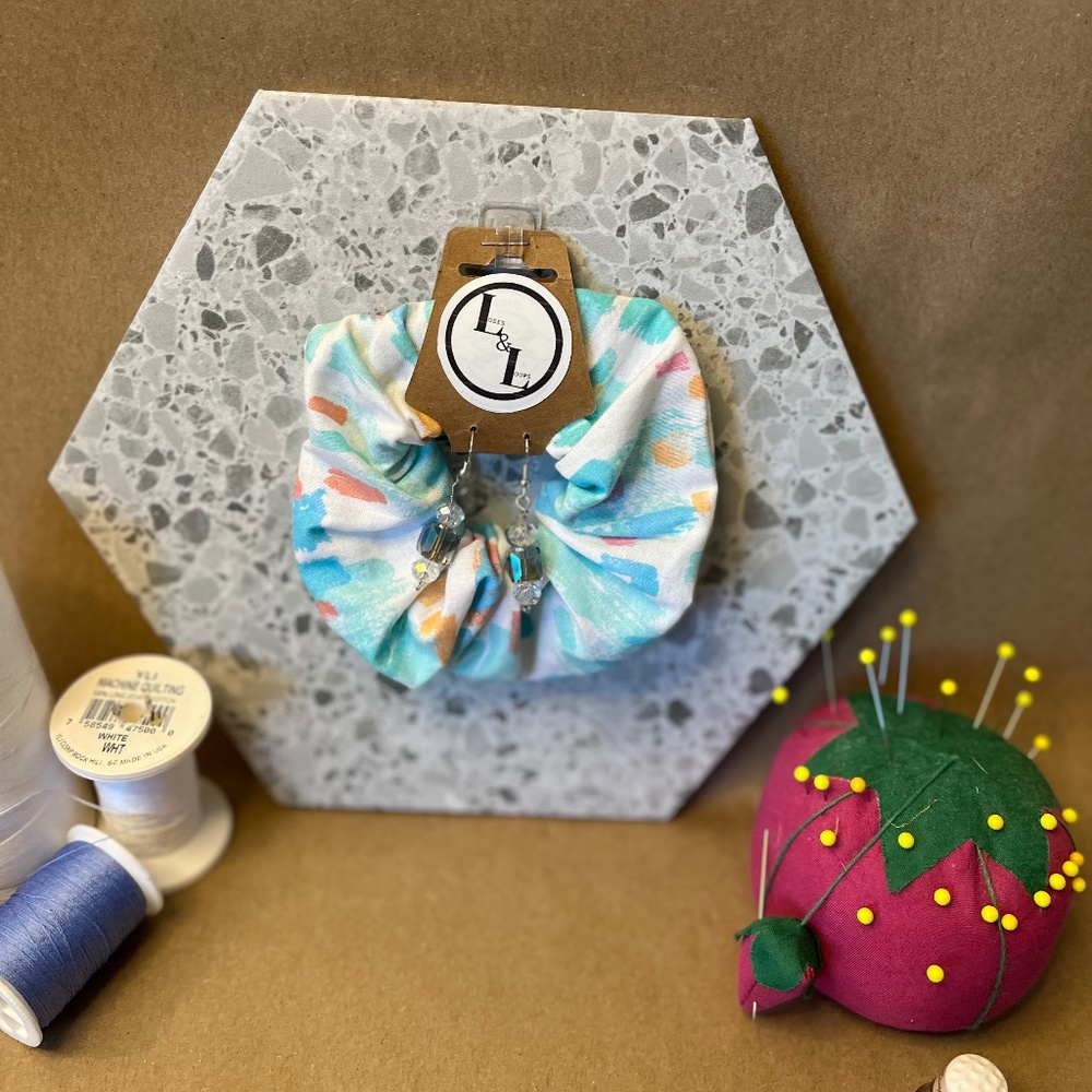 Southwest Colors Scrunchie with  Matching Earrings Set